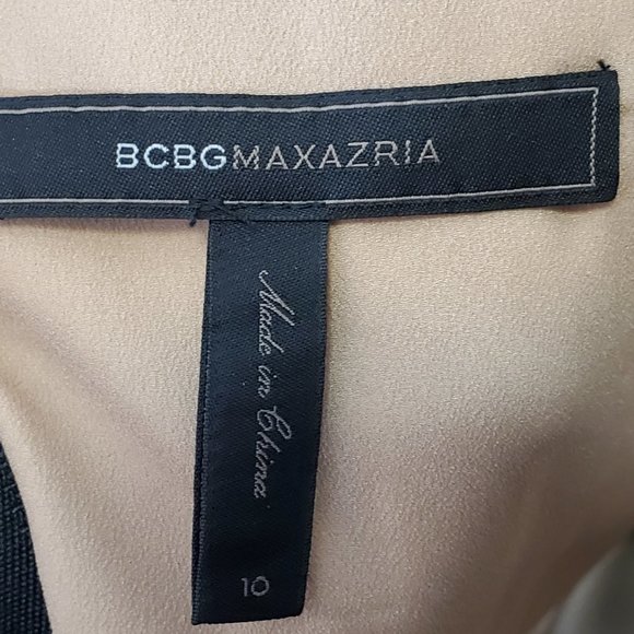 BCBGMAXAZIRA VEIRA DRESS geometric Illusion Boho Maxi Dress Sz 10 black/Nude - Picture 8 of 12
